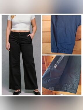 American Eagle Black Wide Leg Khaki's 16 Short